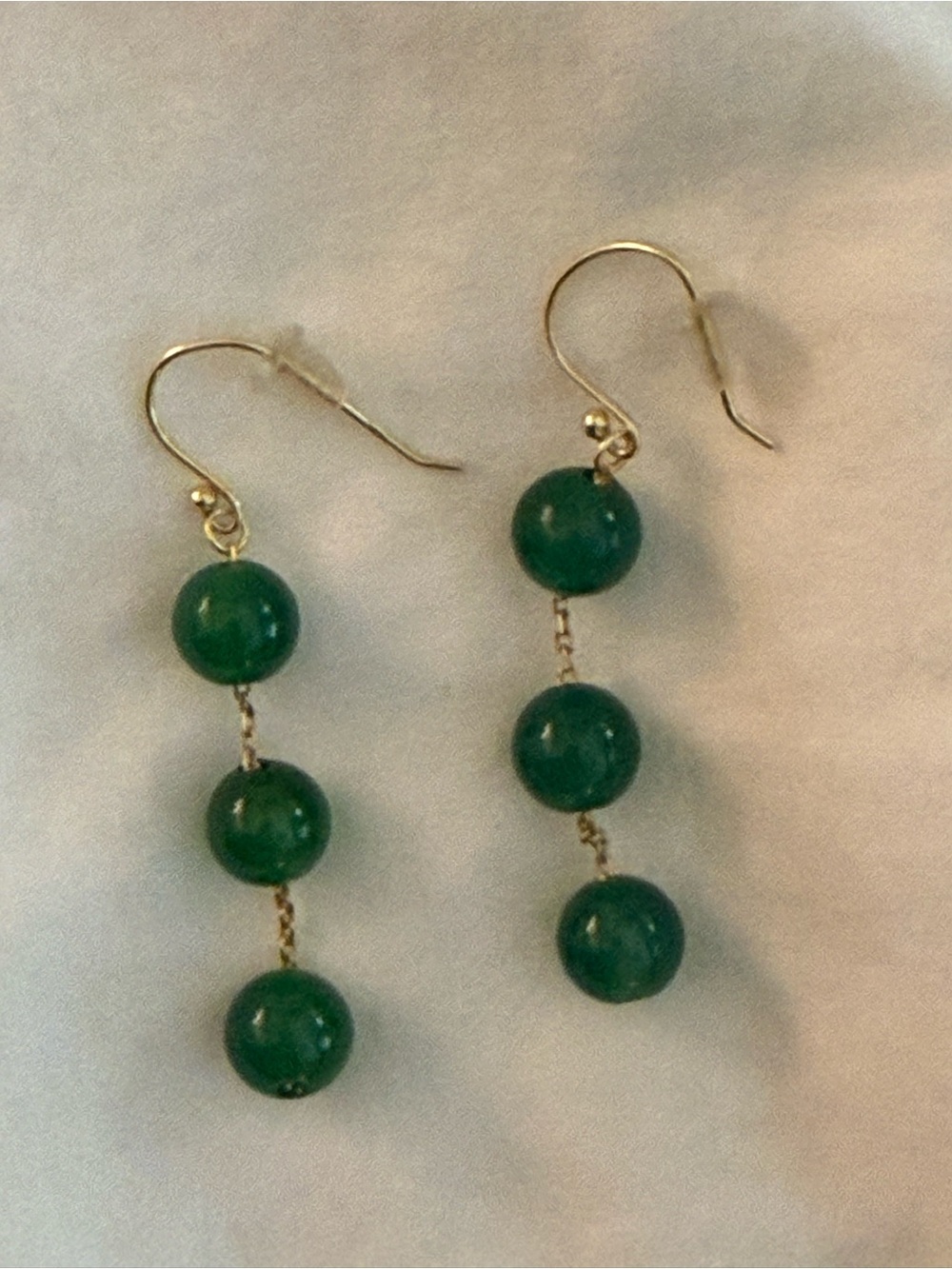 Green Bead Drop Dangle Earrings - Gold plated 925 SS GREEN ONYX~gorgeous
